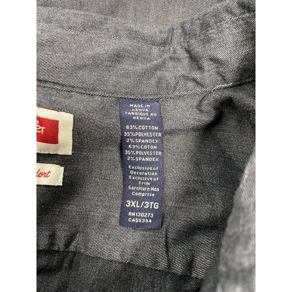 Wrangler Dark Gray Flex for Comfort Long Sleeve Button Down Collared Shirt 3XL - Picture 9 of 10